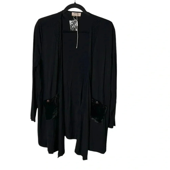 black open cardigan and pants set. Velvet patch pockets, XL.,NWT. Mina et Bina - Picture 2 of 15